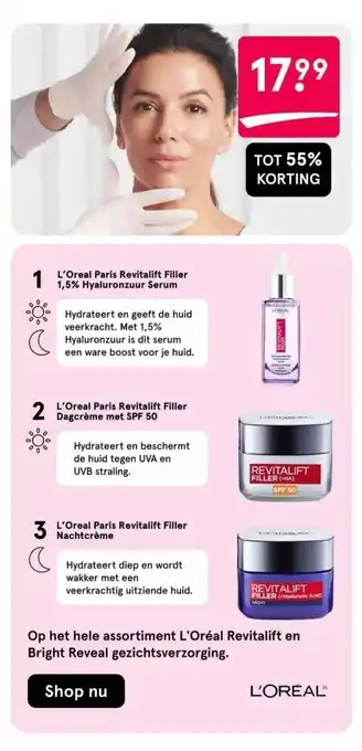 Etos L'Oreal Paris Revitalift Filler 1,5% Hyaluronzuur Serum aanbieding
