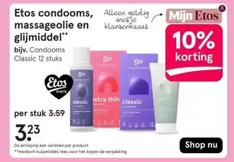 Etos Etos condooms, massageolie en glijmiddel** aanbieding