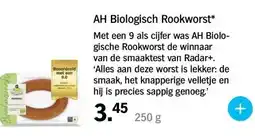 Albert Heijn AH Biologisch Rookworst* 250 g aanbieding