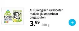 Albert Heijn AH Biologisch Grasboter makkelijk smeerbaar ongezouten 250 g aanbieding