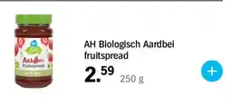 Albert Heijn AH Biologisch Aardbei fruitspread 250 g aanbieding