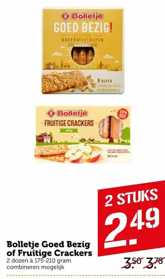 Coop Bolletje Goed Bezig of Fruitige Crackers 2*175-210g aanbieding