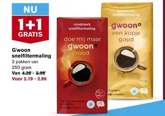 Hoogvliet G'woon snelfiltermaling 250 gram aanbieding