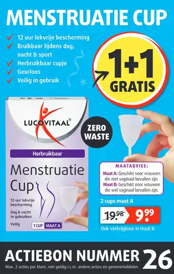 Lucovitaal Menstruatie cup aanbieding