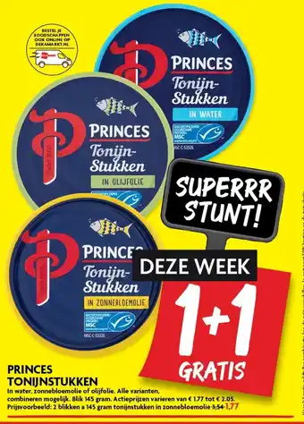 Dekamarkt Princes tonijnstukken 1+1 aanbieding