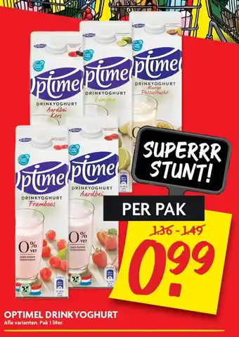 Dekamarkt Optimel drinkyoghurt 1L aanbieding