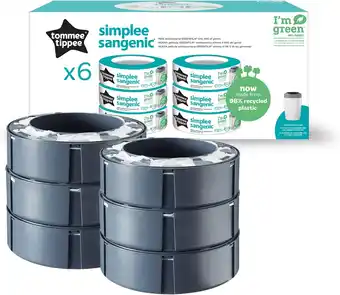 Amazon Tommee Tippee Simplee Sangenic navulcassette x 6 stuks aanbieding