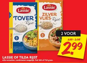 Dekamarkt Lassie of Tilda rijst 2*500/750g aanbieding