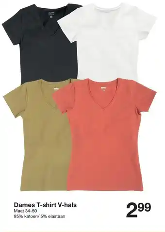 Zeeman Dames T-shirt V-hals mt. 34-50 aanbieding