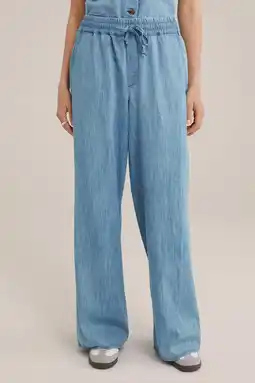 Wehkamp WE Fashion wide leg jeans light blue denim aanbieding