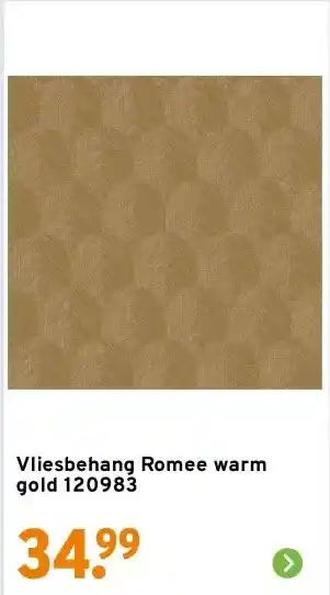 GAMMA Vliesbehang Romee warm gold 120983 aanbieding