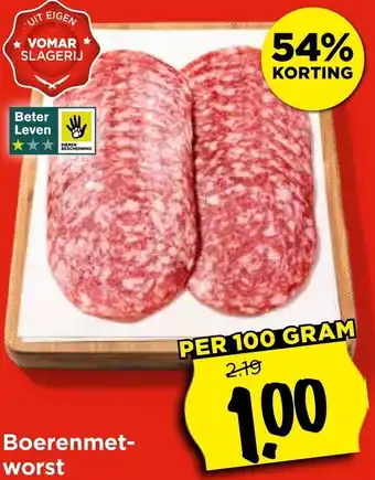 Vomar Voordeelmarkt Boerenmetworst aanbieding