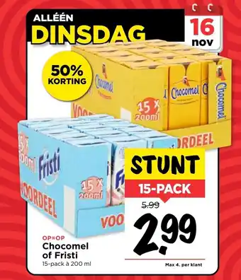 Vomar Voordeelmarkt Chocomel of Fristi 15*200ml aanbieding