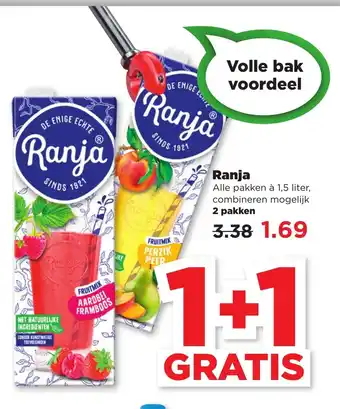 PLUS Ranja 1,5 liter 2 pakken aanbieding