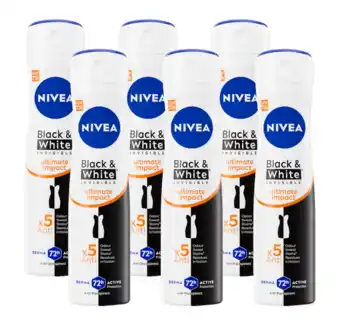 De Online Drogist Nivea Black & White Invisible Ultimate Impact Deodorant Spray Multiverpakking aanbieding