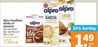 Albert Heijn Alpro houdbare drinks of desserts aanbieding