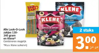 Albert Heijn Alle Look-0-Look zakjes 130- 340 gram en Klene* aanbieding