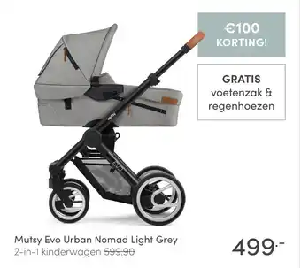 Baby & Tiener Mutsy Evo Urban Nomad Light Grey 2-in-1 kinderwagen aanbieding