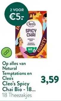 Holland & Barrett Cleo’s Spicy Chai Bio - 18 theezakjes aanbieding