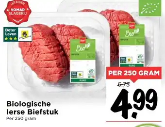 Vomar Voordeelmarkt Biologische lerse Biefstuk 250g aanbieding