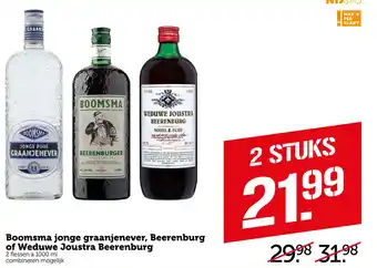 Coop Boomsma jonge graanjenever, Beerenburg of Weduwe Joustra Beerenburg aanbieding