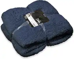 Intratuin Unique Living plaid Teddy blauw 150 x 200 cm aanbieding