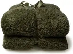 Intratuin Unique Living plaid Teddy groen 150 x 200 cm aanbieding