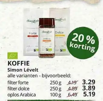 Natuurwinkel Koffie Simon Lévelt 20% Korting aanbieding