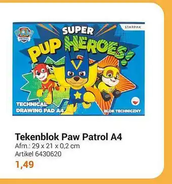 Lobbes Tekenblok Paw Patrol A4 aanbieding