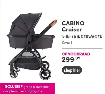 Baby & Tiener Cabino Cruiser 3-in-1 kinderwagen Zwart aanbieding