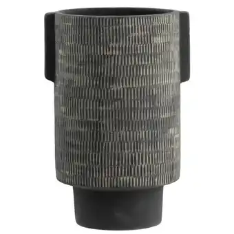 Leen Bakker Vaas Elon - zwart - keramiek - 28x19,3x16,4 cm - Leen Bakker aanbieding
