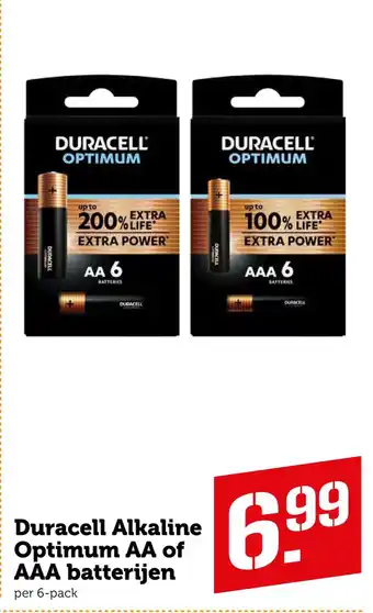 Coop Duracell Alkaline Optimum AA of AÁA batterijen aanbieding