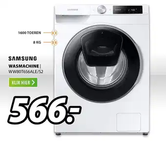 Expert Samsung wasmachine WW80T656ALE/S2 aanbieding