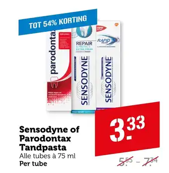 Coop Sensodyne of Parodontax Tandpasta aanbieding