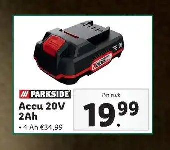 Lidl Parkside Accu 20V 2Ah aanbieding