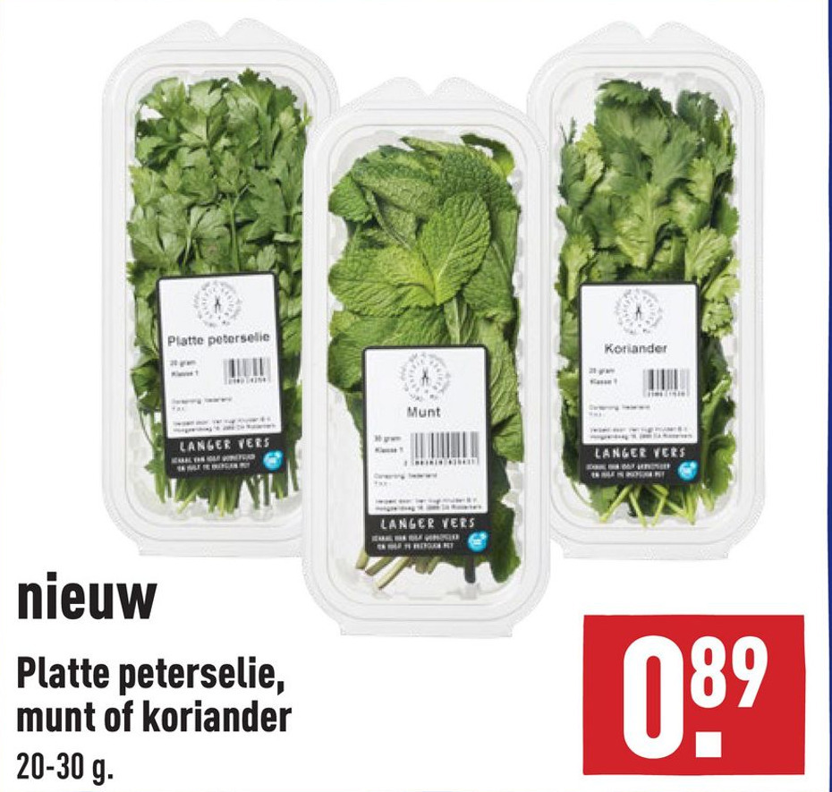 Platte peterselie, munt of koriander aanbieding bij ALDI