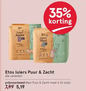 Etos Etos luiers Puur & Zacht aanbieding