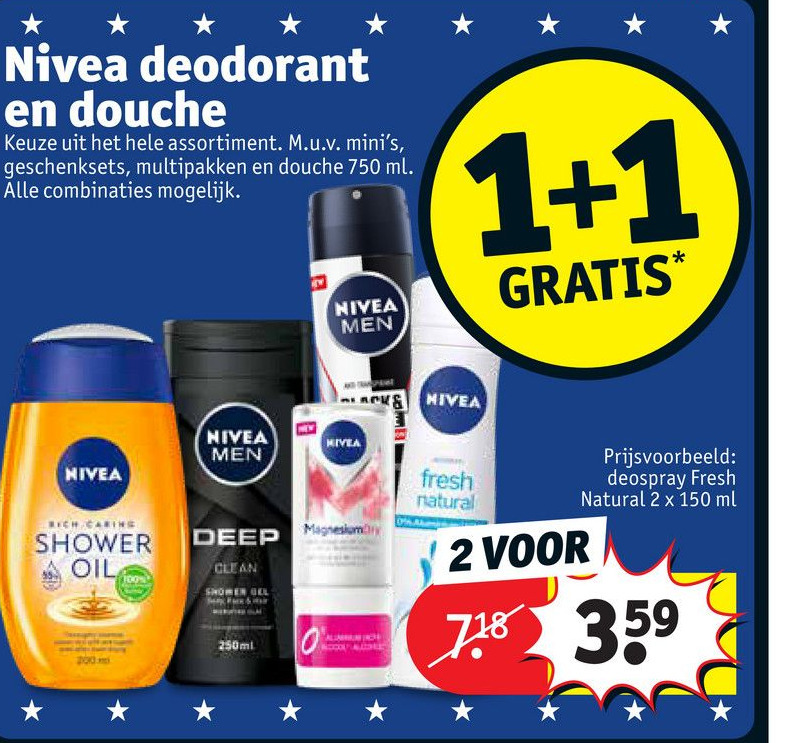 Nivea deodorant en douche aanbieding bij Kruidvat