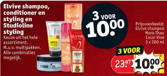 Kruidvat Elvive shampoo, conditioner en styling en Studioline styling aanbieding