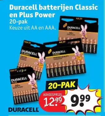 Kruidvat Duracell batterijen Classic en Plus Power aanbieding