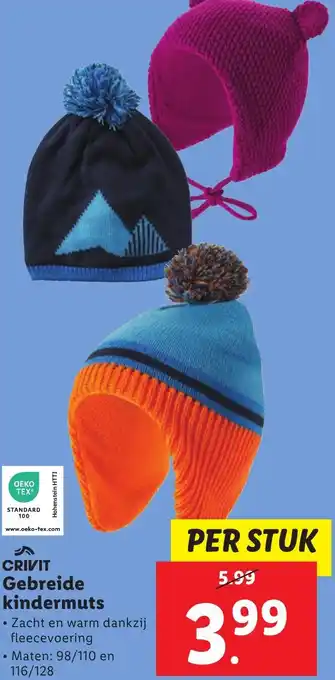 Lidl Crivit gebreide kindermuts aanbieding