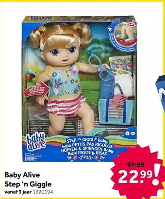 Intertoys Baby Alive Step 'n Giggle baby pop met bruin haar aanbieding