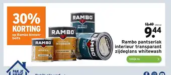 GAMMA Rambo Pantserlak Interieur Transparant Zijdeglans Whitewash 250 ml aanbieding