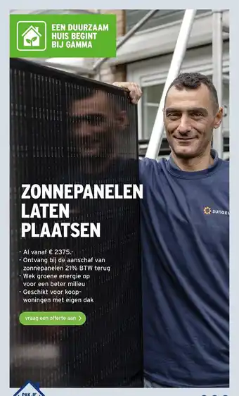 GAMMA Zonnepanelen Laten Plaatsen aanbieding