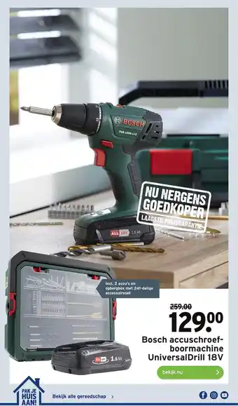 GAMMA Bosch Accuschroef-Boormachine UniversalDrill 18V aanbieding