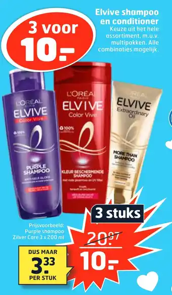 Trekpleister Elvive shampo0 en conditioner 3x200 ml aanbieding