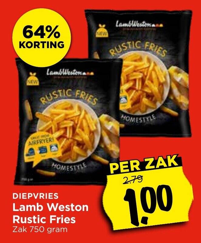 Diepvries Lamb Weston Rustic Fries 750 gram aanbieding bij Vomar
