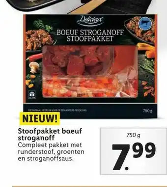 Lidl Delicieux Stoofpakket Boeuf Stroganoff 750g aanbieding