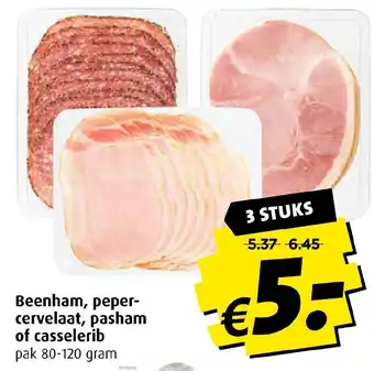Boni Beenham, peper-cervelaat, pasham of casselerib 80-120g aanbieding