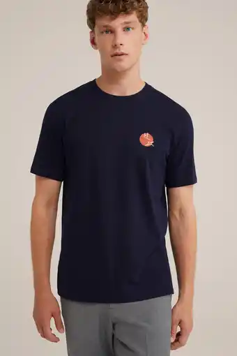 Wehkamp WE Fashion regular fit T-shirt met printopdruk royal navy aanbieding